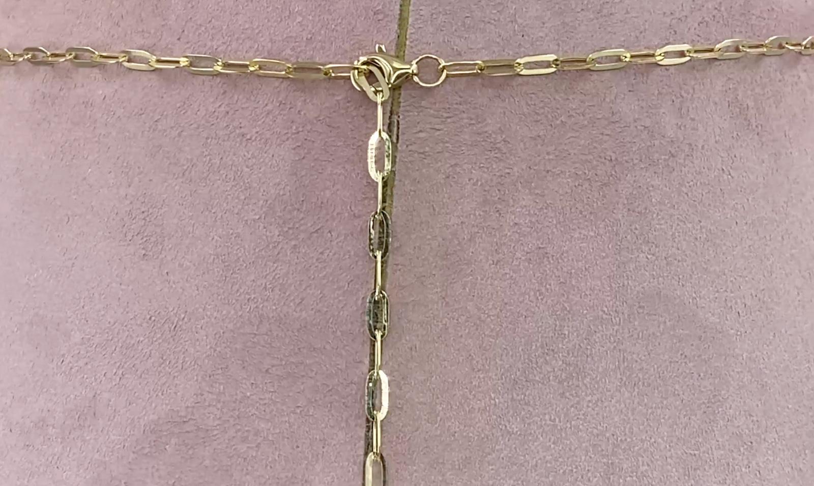 Contemporary Pear 1.86 Carat Diamond Yellow Gold Dangling Choker Necklace Oval Link Chain For Sale