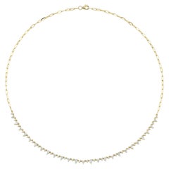 Pear 1.86 Carat Diamond Yellow Gold Dangling Choker Necklace Oval Link Chain