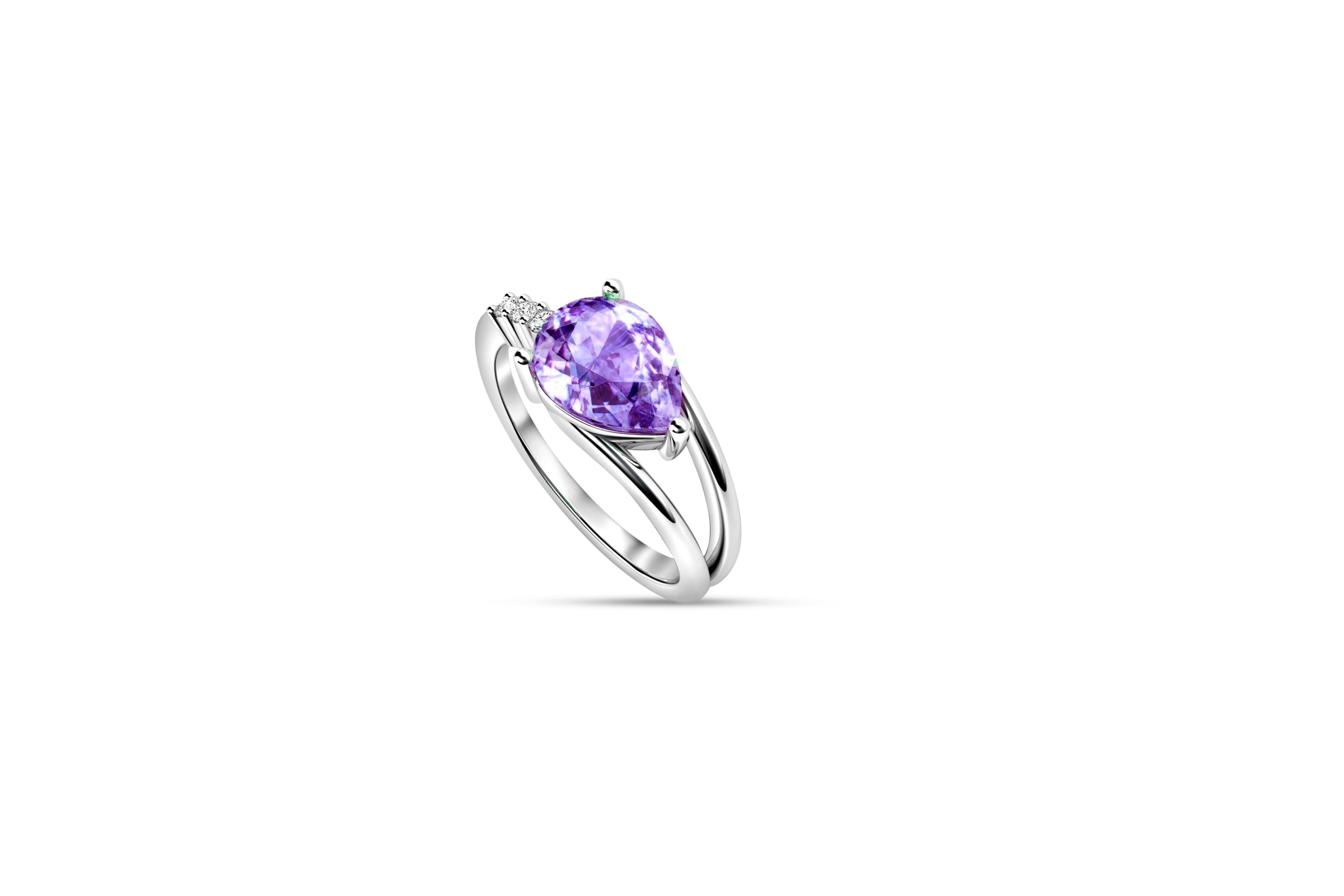 For Sale:  Pear amethyst 14k gold ring. 2