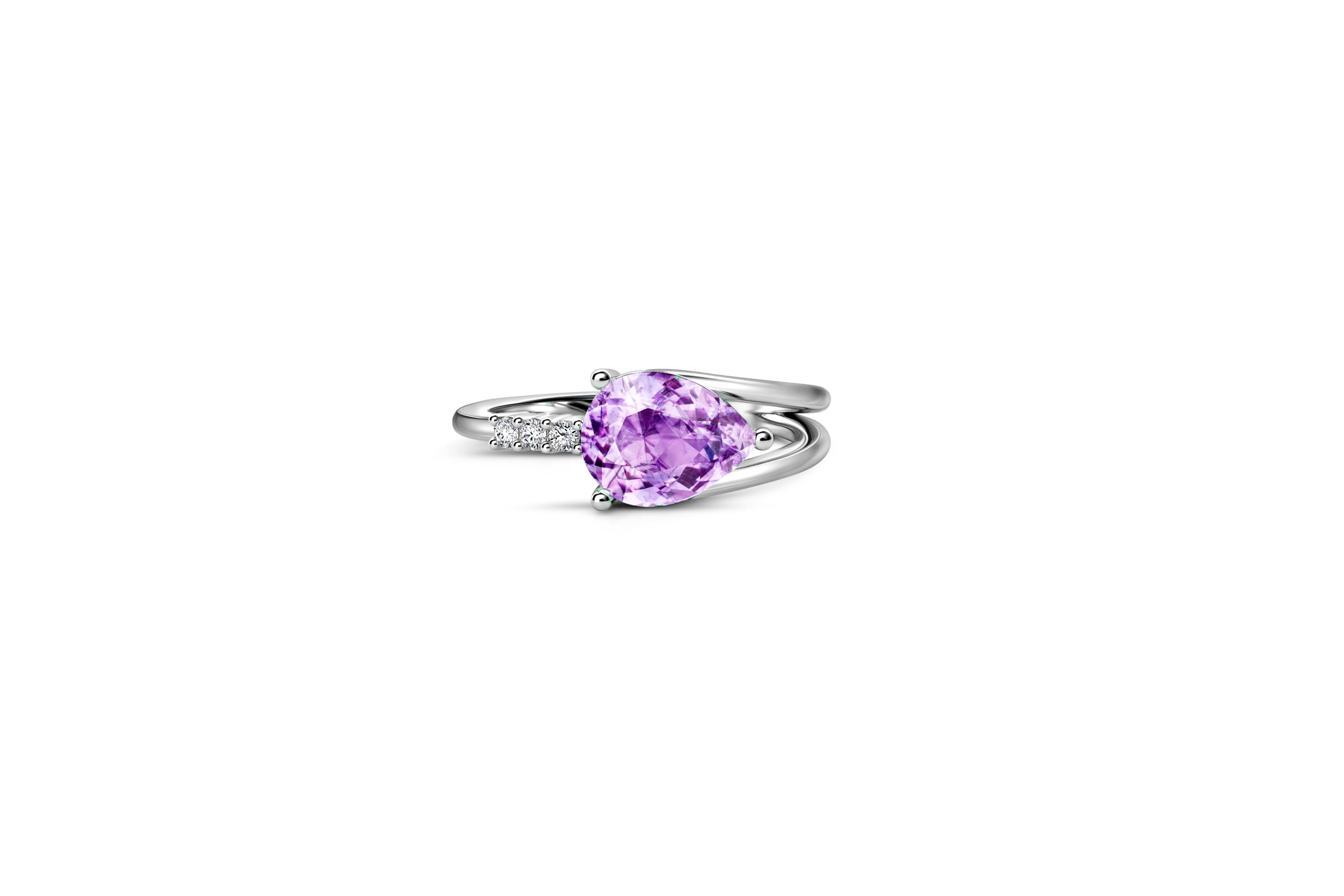 For Sale:  Pear amethyst 14k gold ring. 3