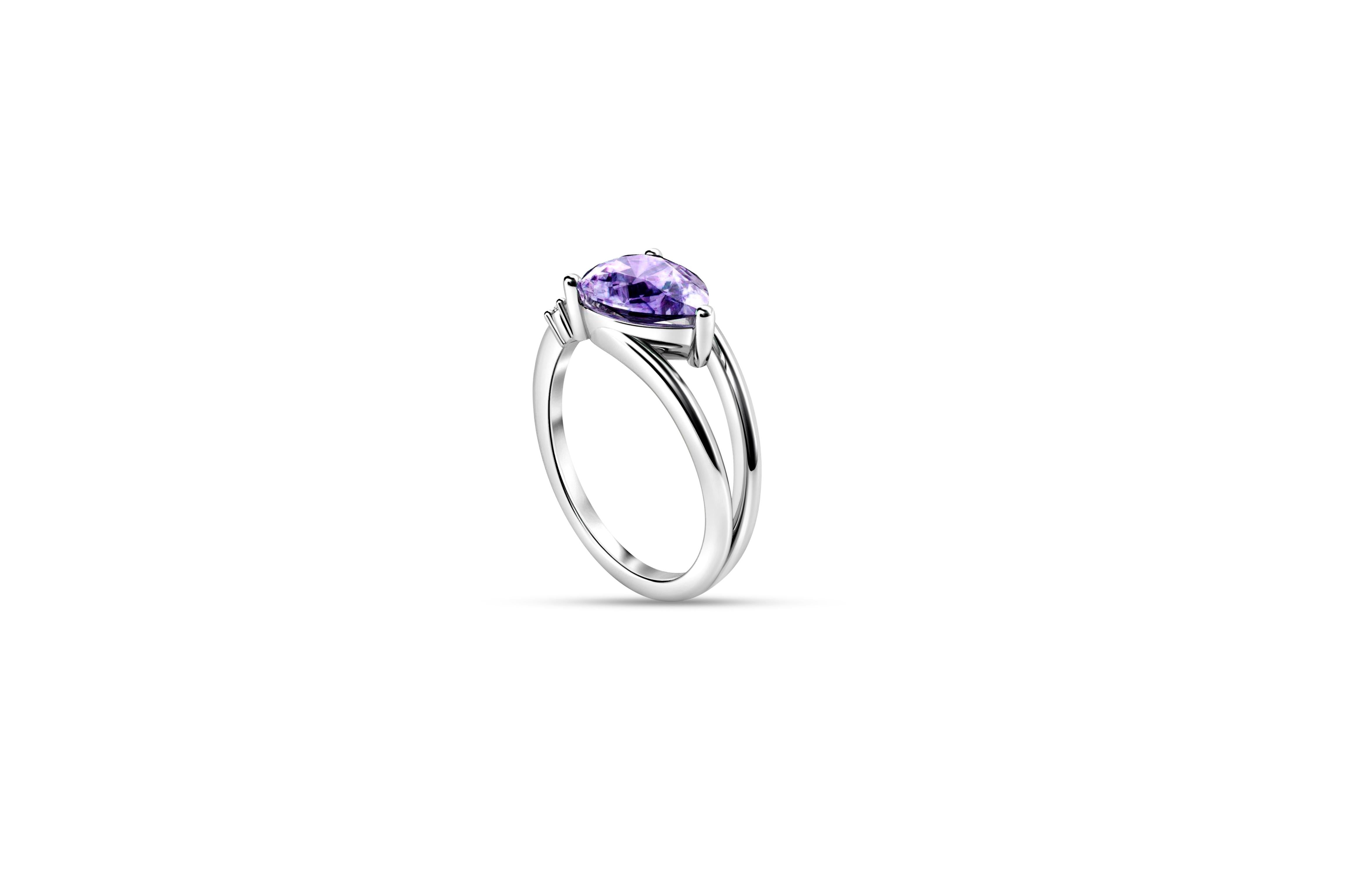 For Sale:  Pear amethyst 14k gold ring. 4