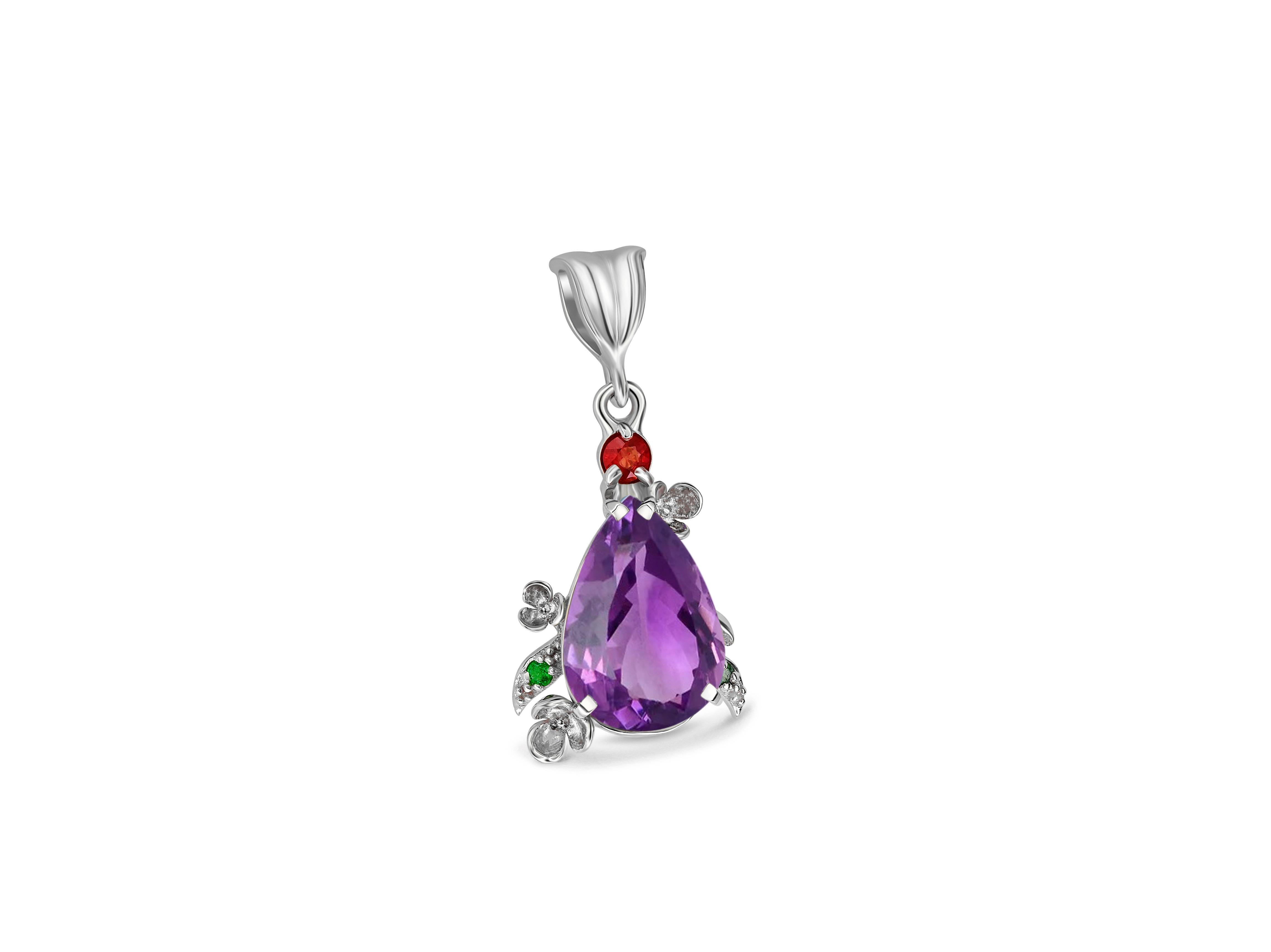 Pear Amethyst Pendant In New Condition For Sale In Istanbul, TR