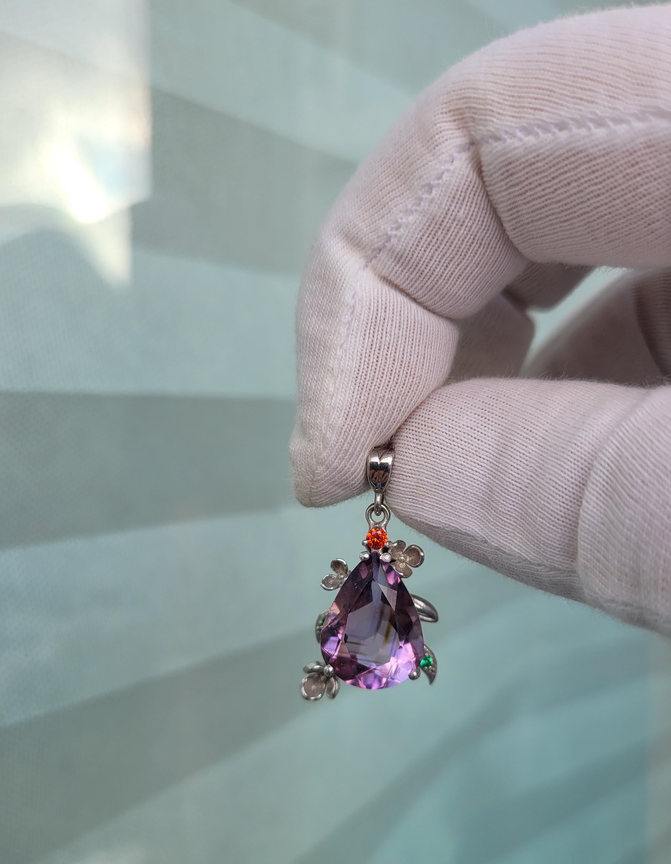 Pendentif poire en améthyste en vente 3