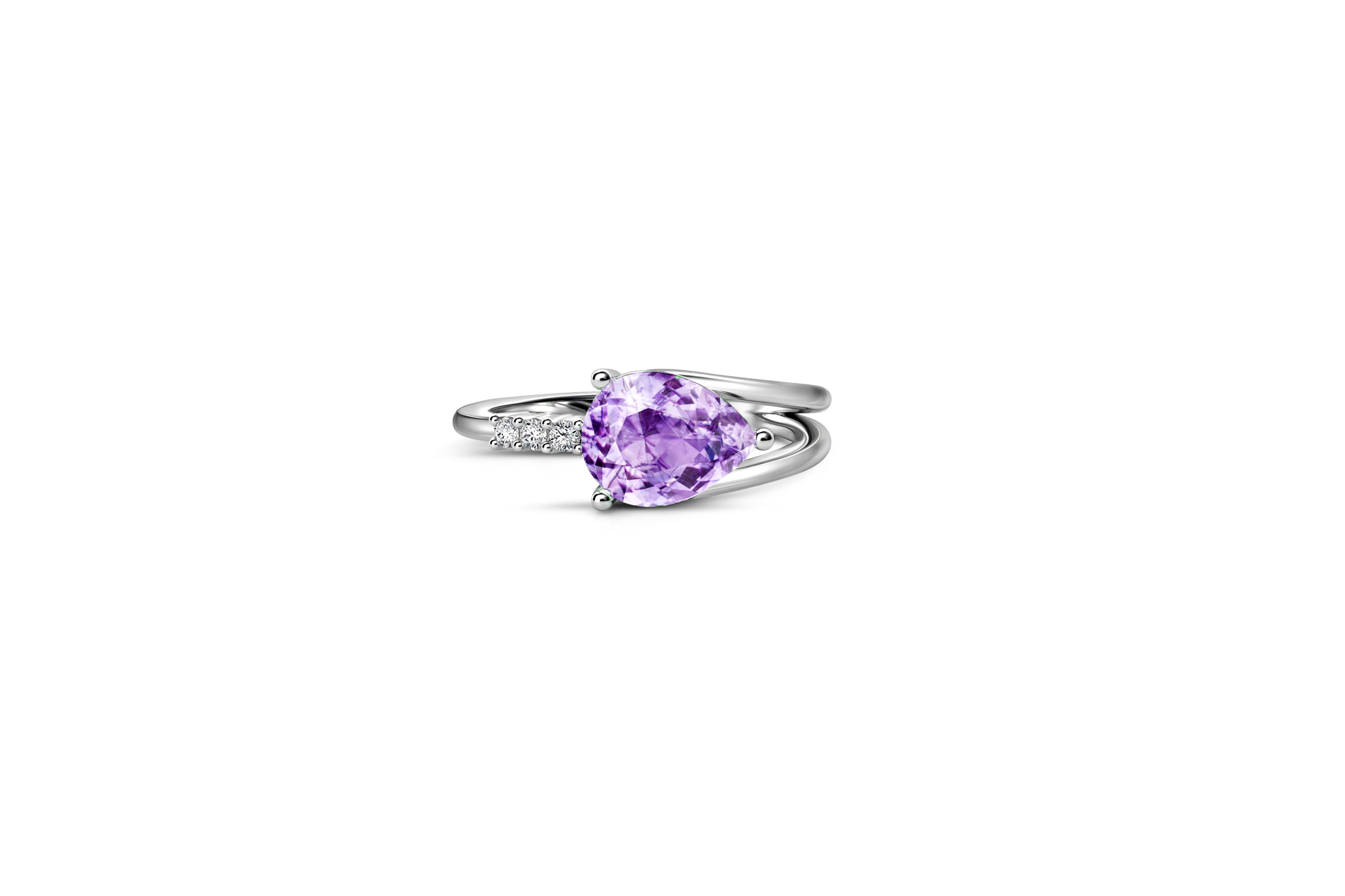 Im Angebot: Pear amethyst ring () 2