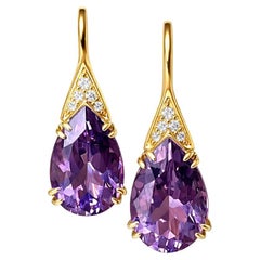 Pear Amethyst silver, gold earrings