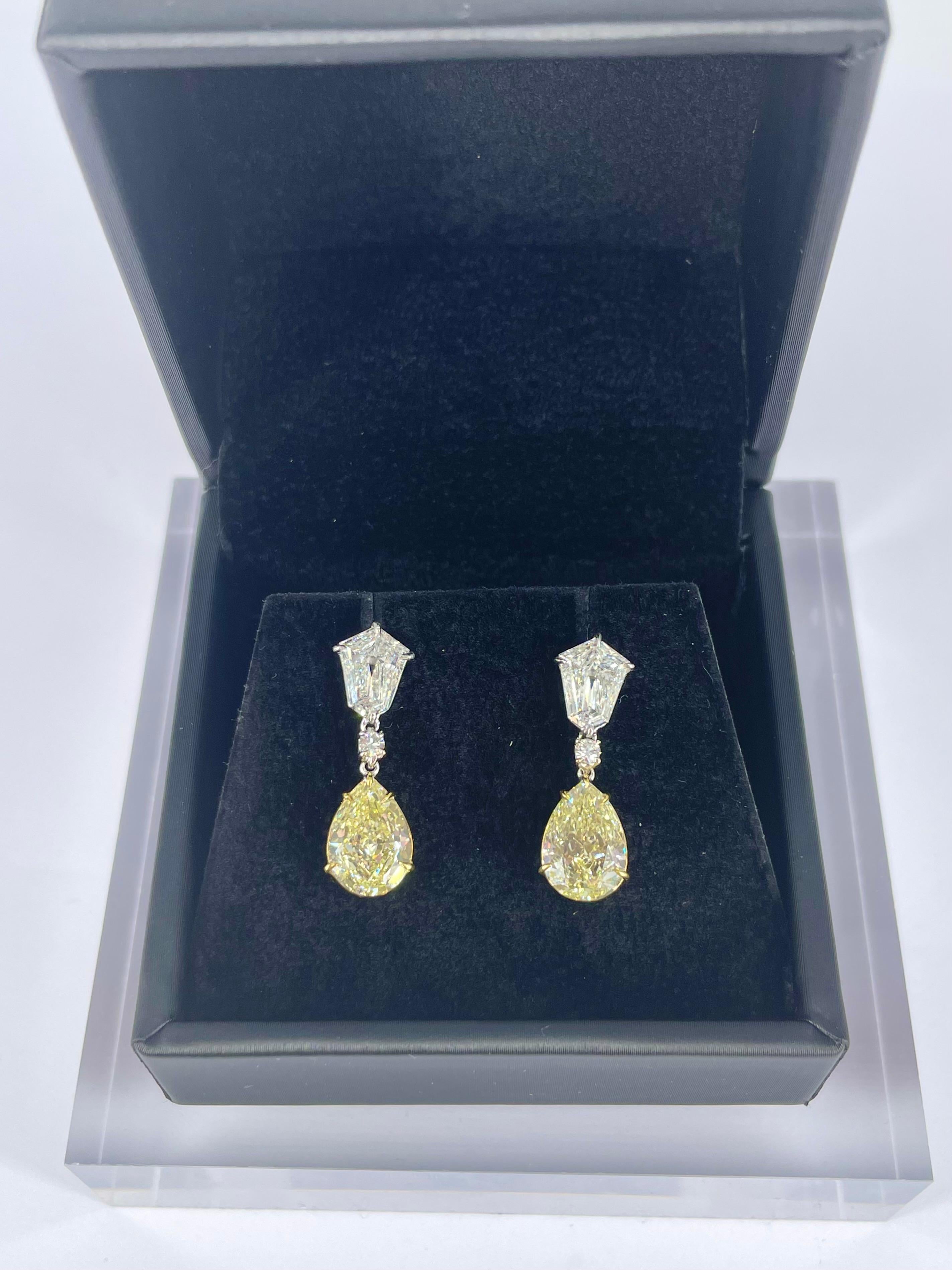 J. Birnbach Fancy Hellgelbe Diamant-Ohrringe in Birnenform in Birnenform im Zustand „Neu“ im Angebot in New York, NY