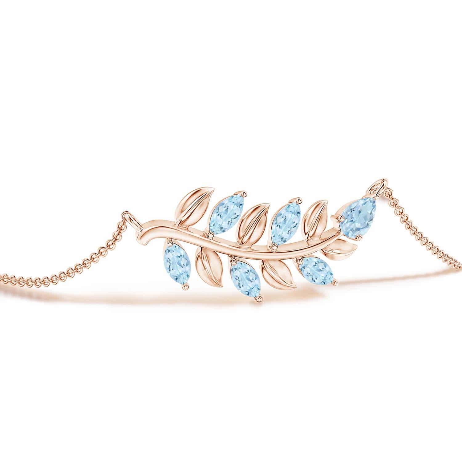 Moderne Bracelet de branches d'aigue-marine poire et marquise 0,72ct en or rose 14K en vente