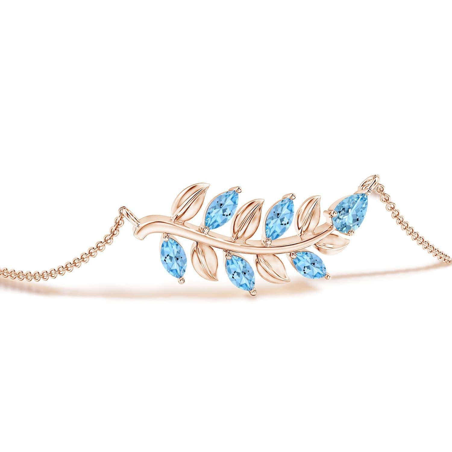 Moderne Bracelet de branches d'aigue-marine poire et marquise 0,72ct en or rose 14K en vente