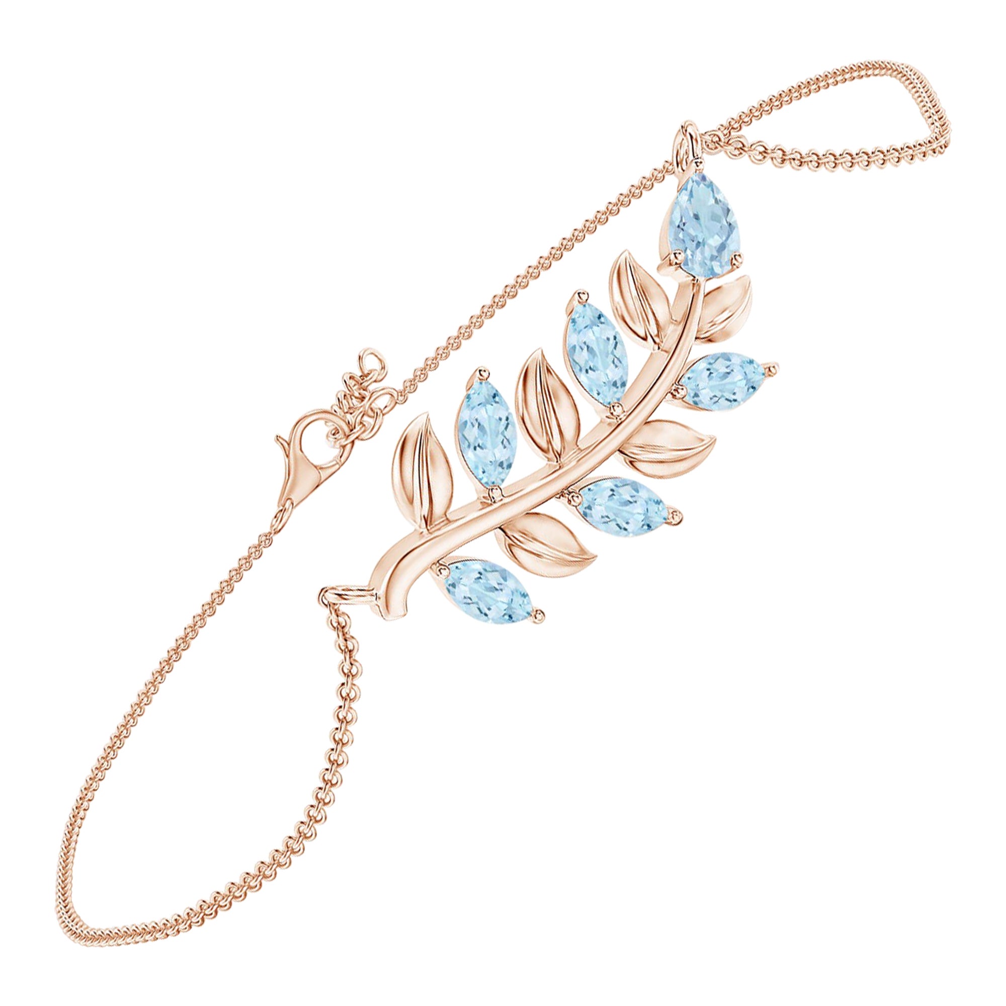 Bracciale Branch con acquamarina pera e marquise da 0,72ct in oro rosa 14K
