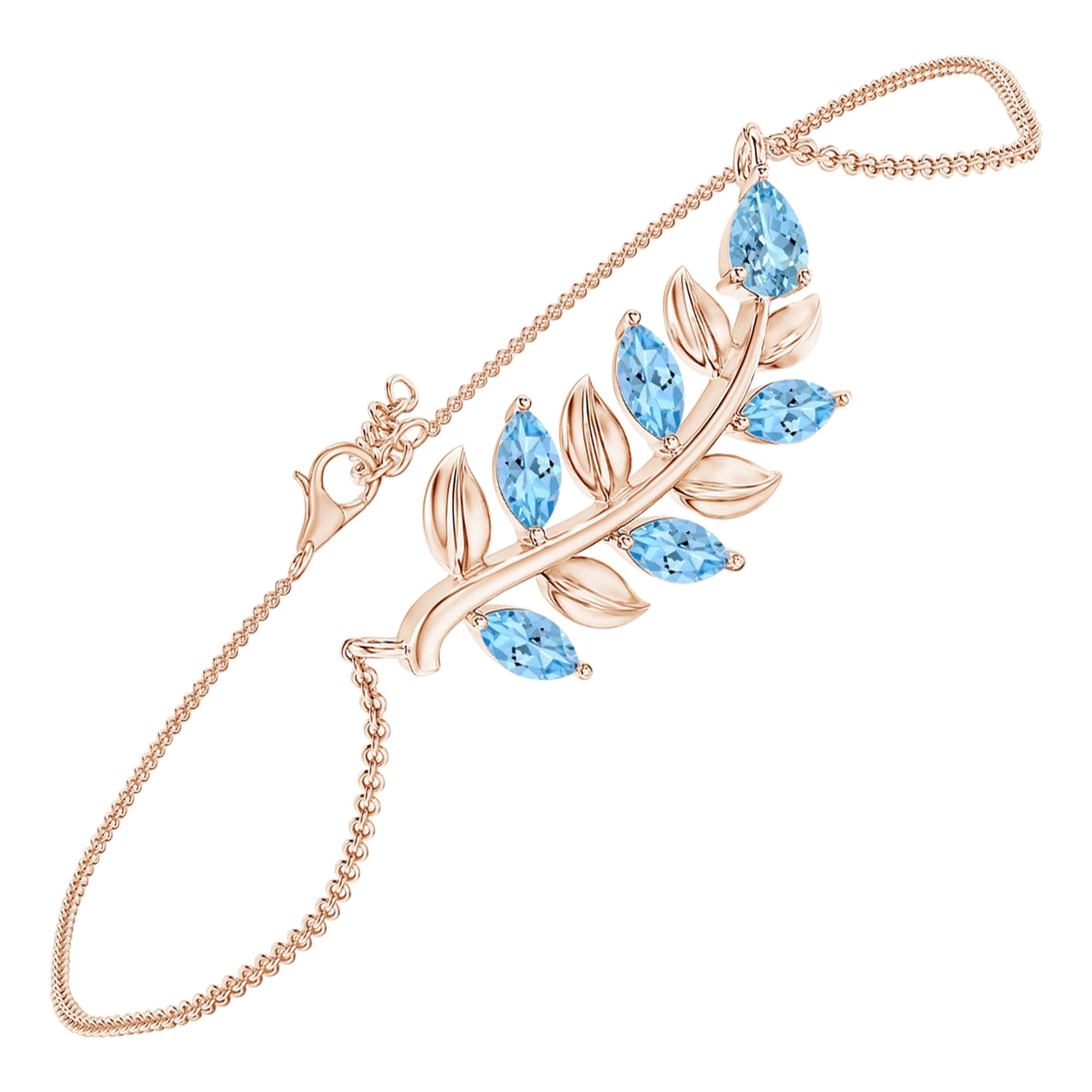 Bracciale Branch con acquamarina pera e marquise da 0,72ct in oro rosa 14K