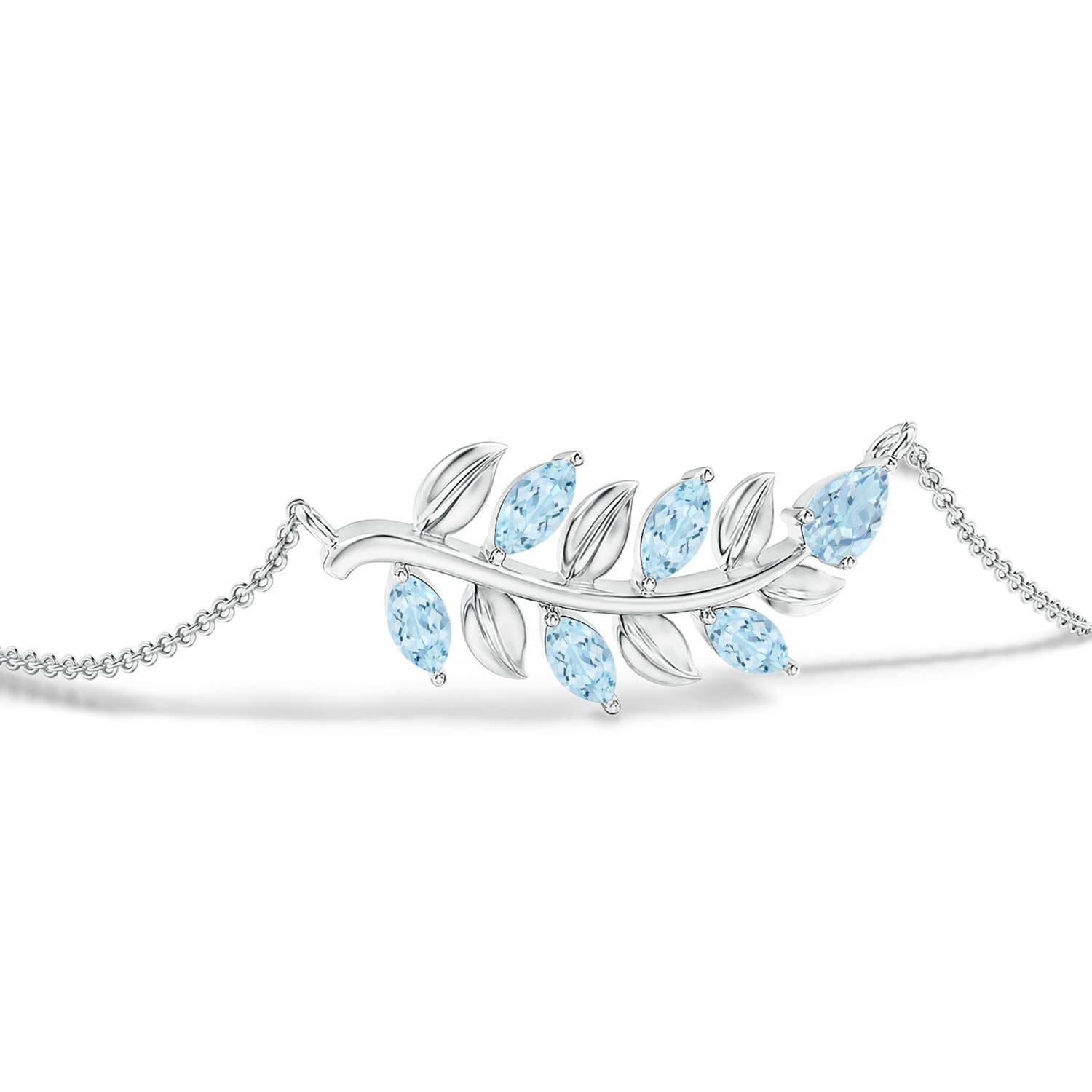 Modern Pear and Marquise 0.72ct Aquamarine Branch Bracelet in 14K White Gold For Sale