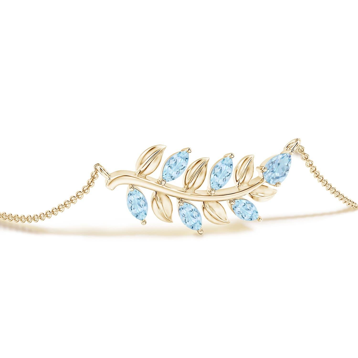 Modern Pear and Marquise 0.72ct Aquamarine Branch Bracelet in 14K Yellow Gold For Sale