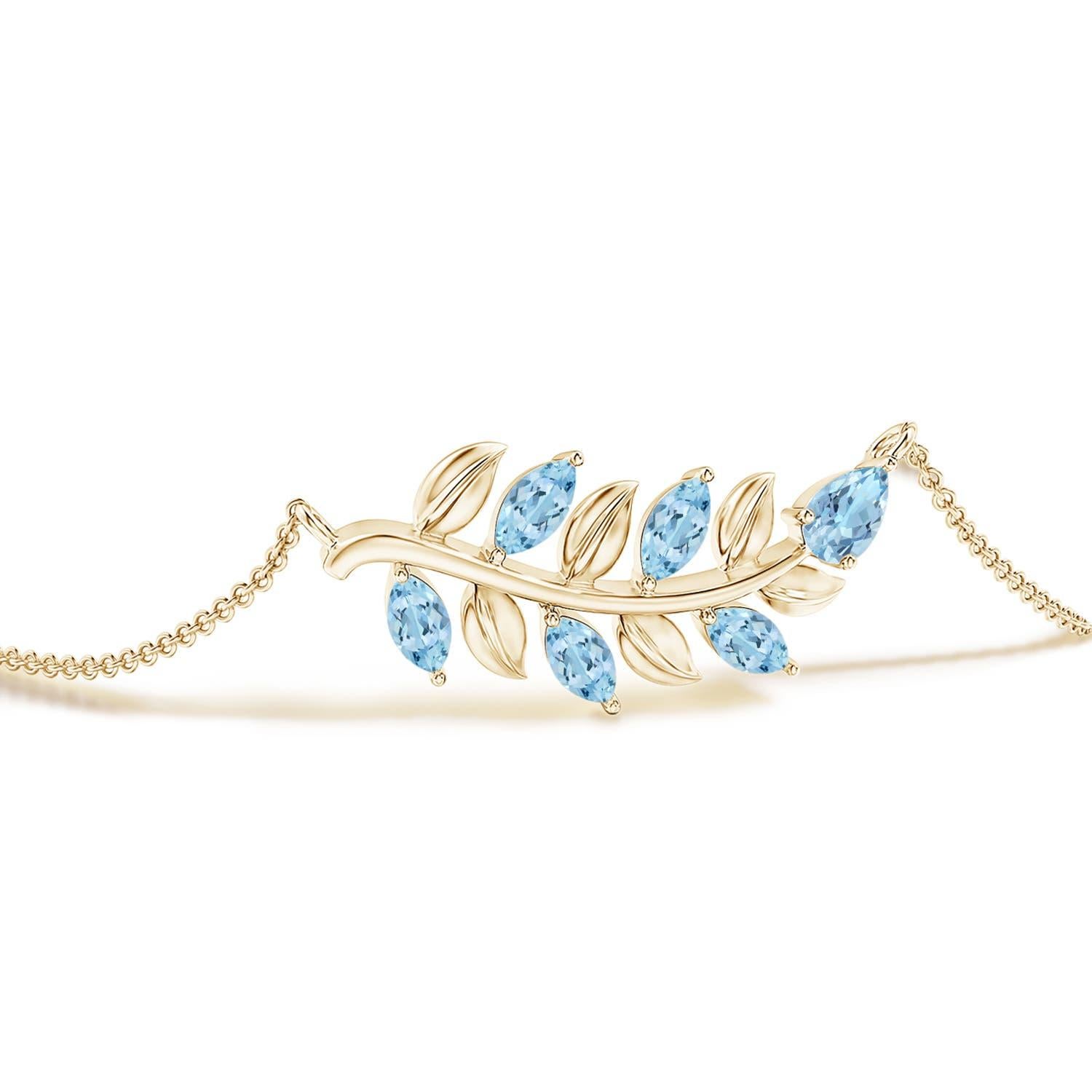 Moderno Bracciale Branch con acquamarina pera e marquise da 0,72 carati in oro giallo 14K in vendita