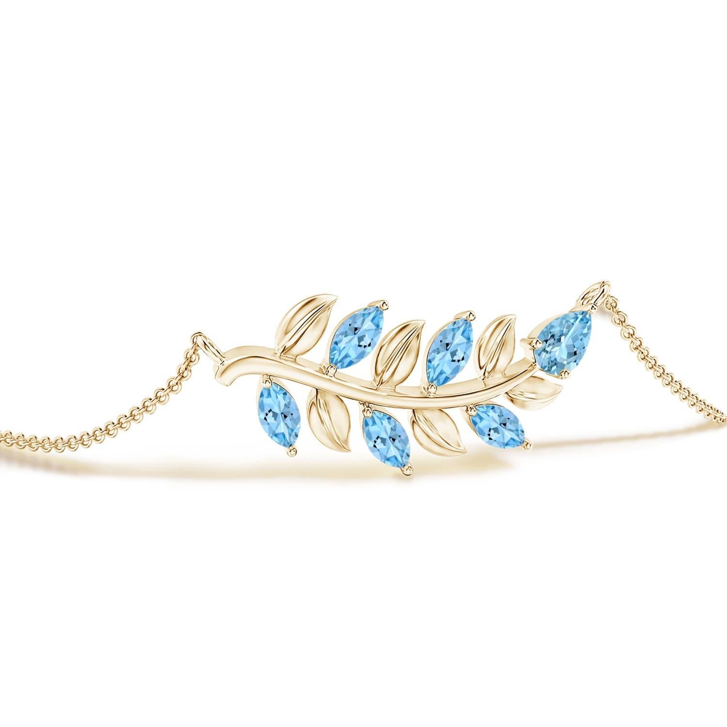 Modern Pear and Marquise 0.72ct Aquamarine Branch Bracelet in 14K Yellow Gold For Sale