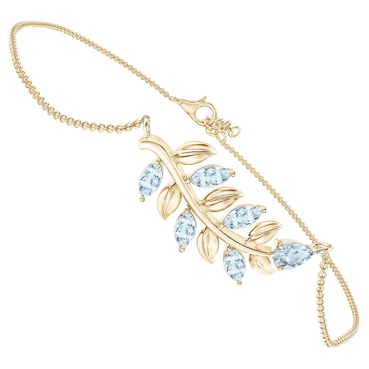 Bracciale Branch con acquamarina pera e marquise da 0,72 carati in oro giallo 14K in vendita