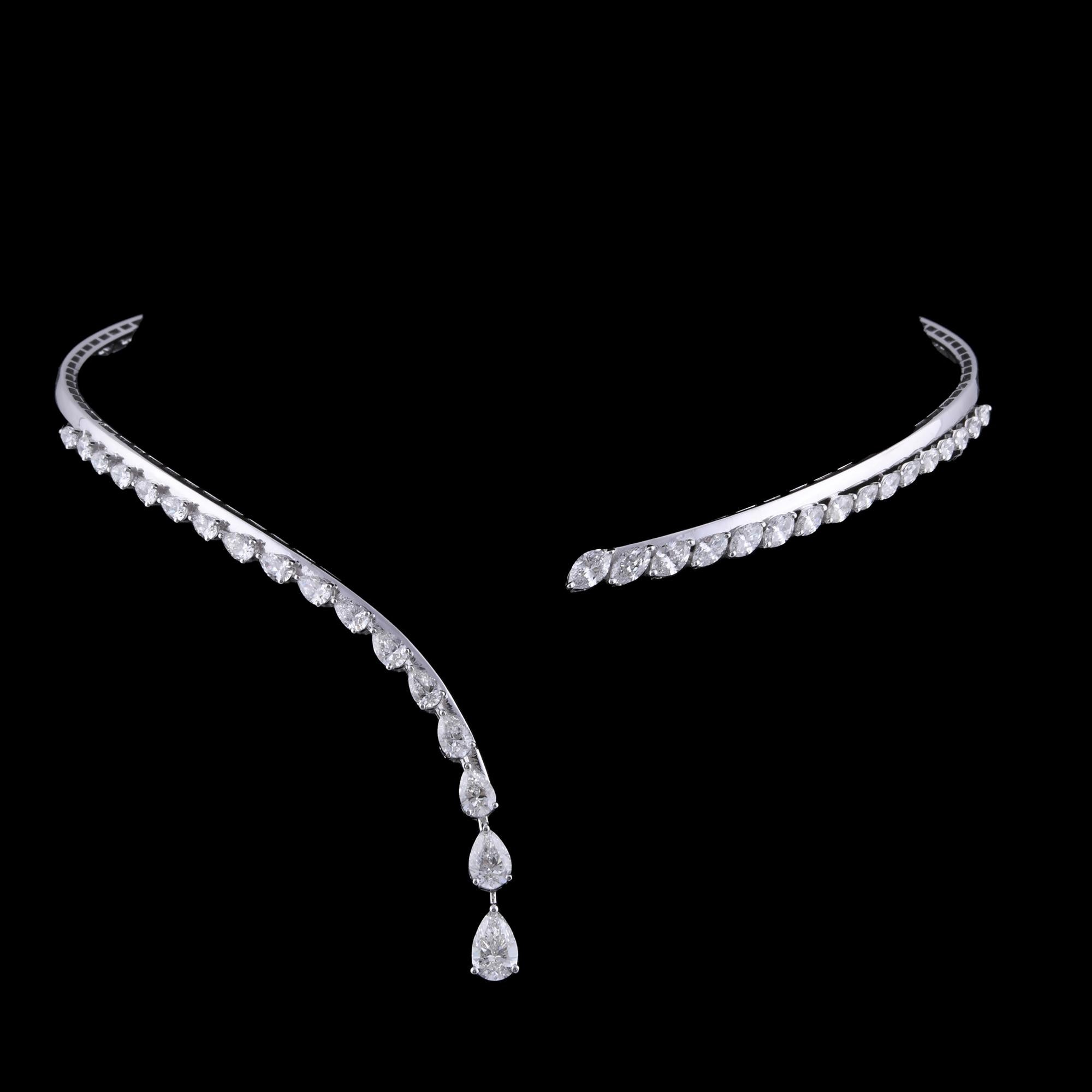 Taglio a goccia Collana girocollo con collare di diamanti certificati a pera e marquise in oro bianco 14K in vendita