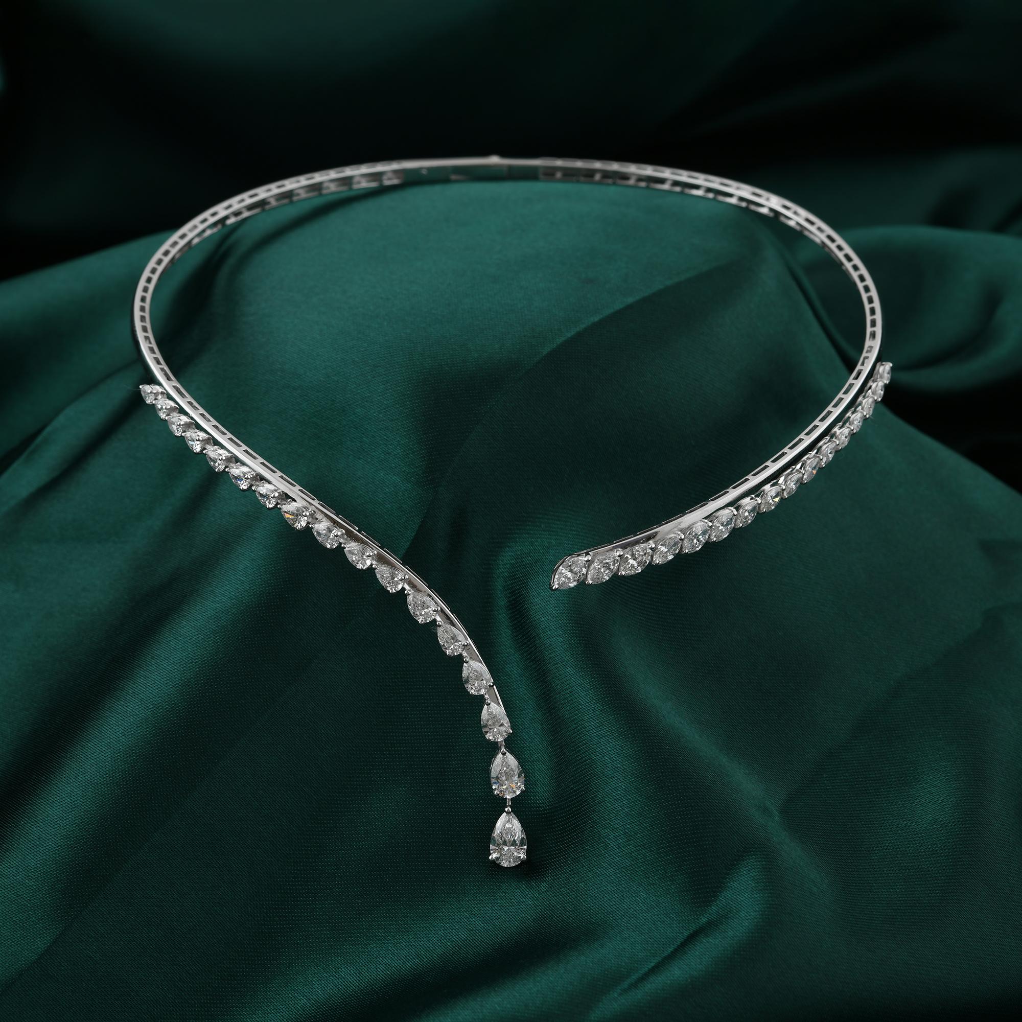 Collana girocollo con collare di diamanti certificati a pera e marquise in oro bianco 14K in vendita 3