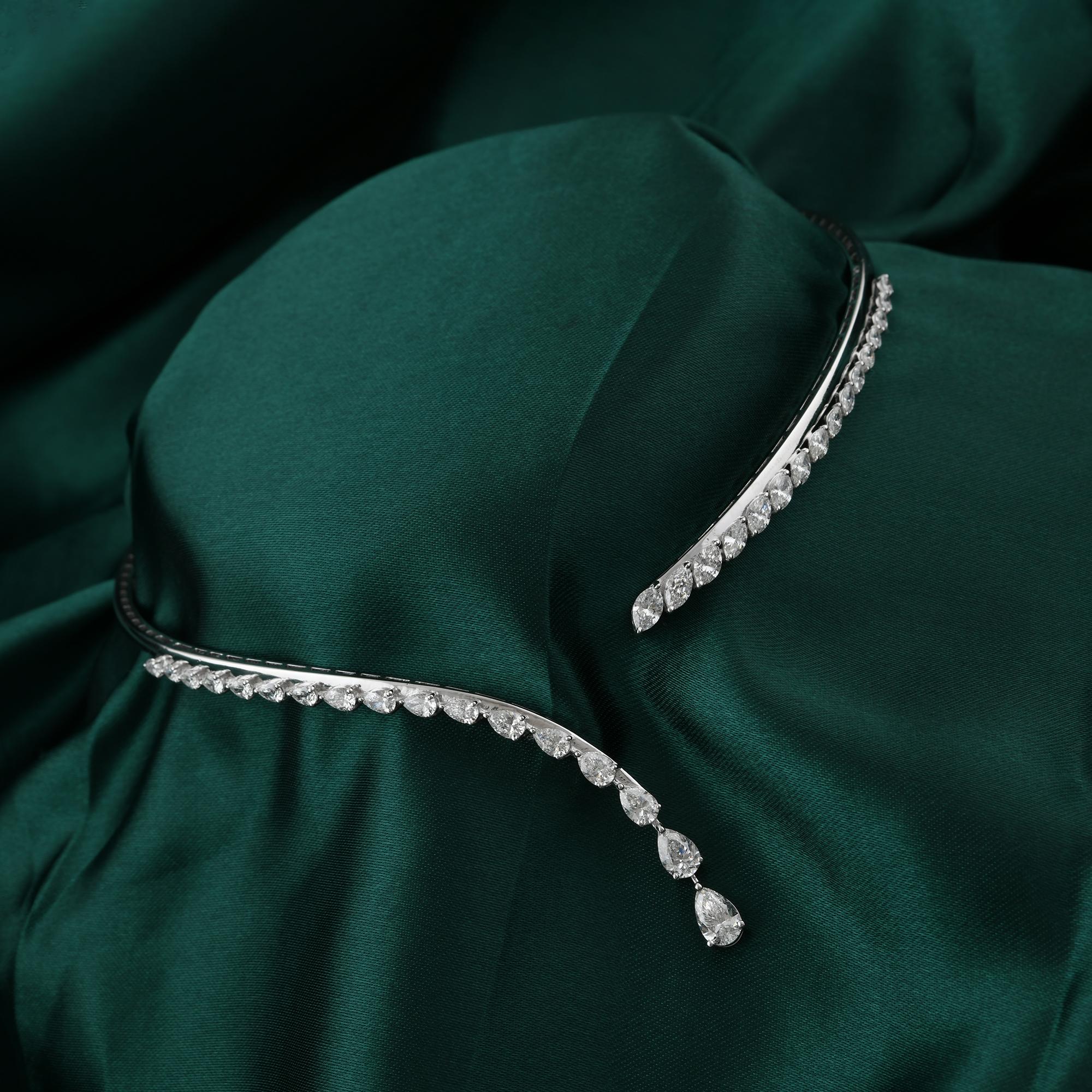 Collier ras du cou en or blanc 18 carats avec poire et marquise en diamants certifiés en vente 4