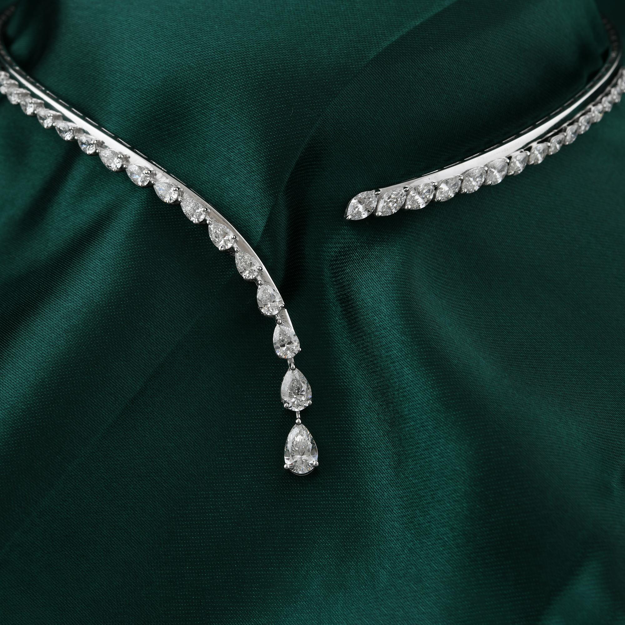 Collier ras du cou en or blanc 18 carats avec poire et marquise en diamants certifiés en vente 5