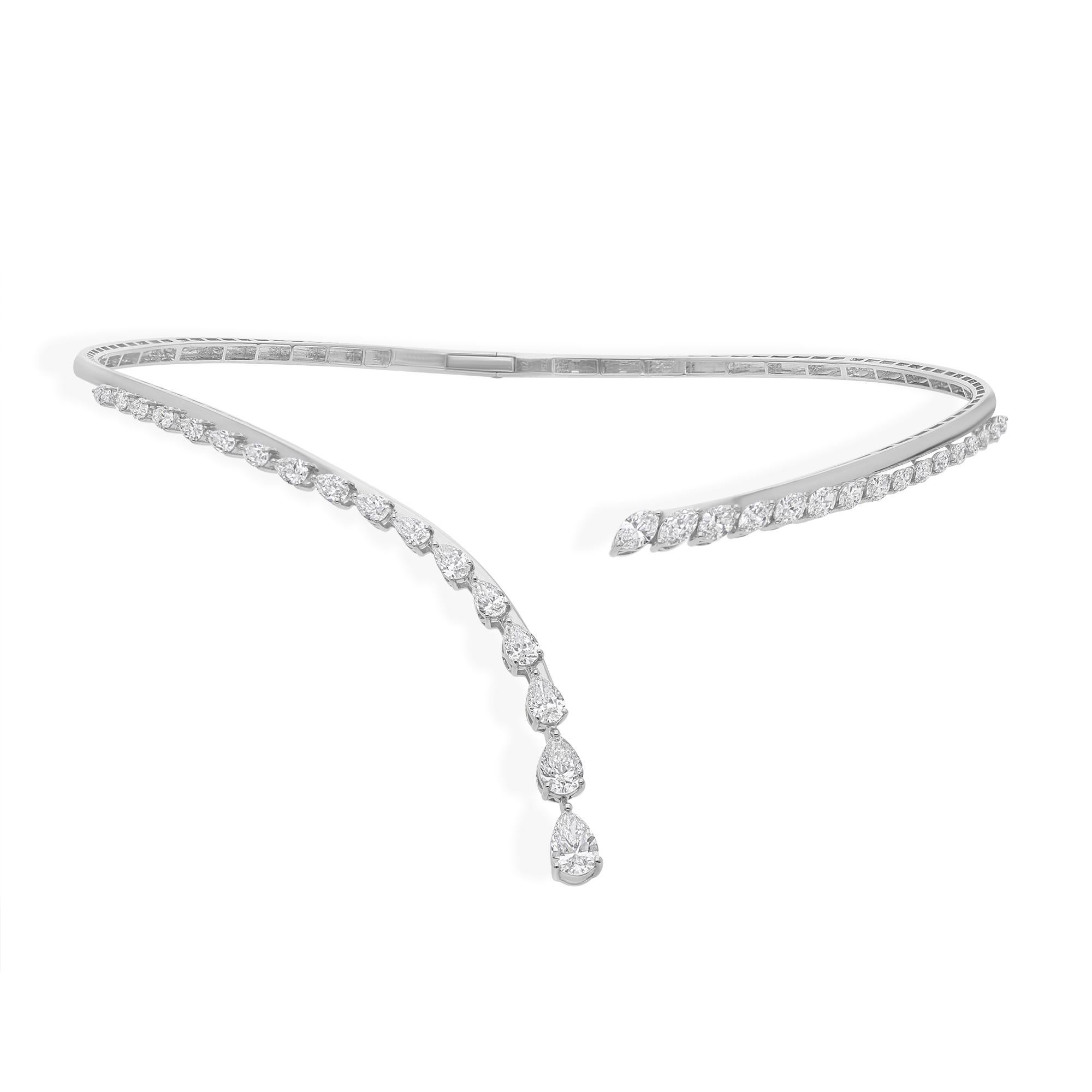 Collier ras du cou en or blanc 18 carats avec poire et marquise en diamants certifiés Neuf - En vente à Diera, Dubai