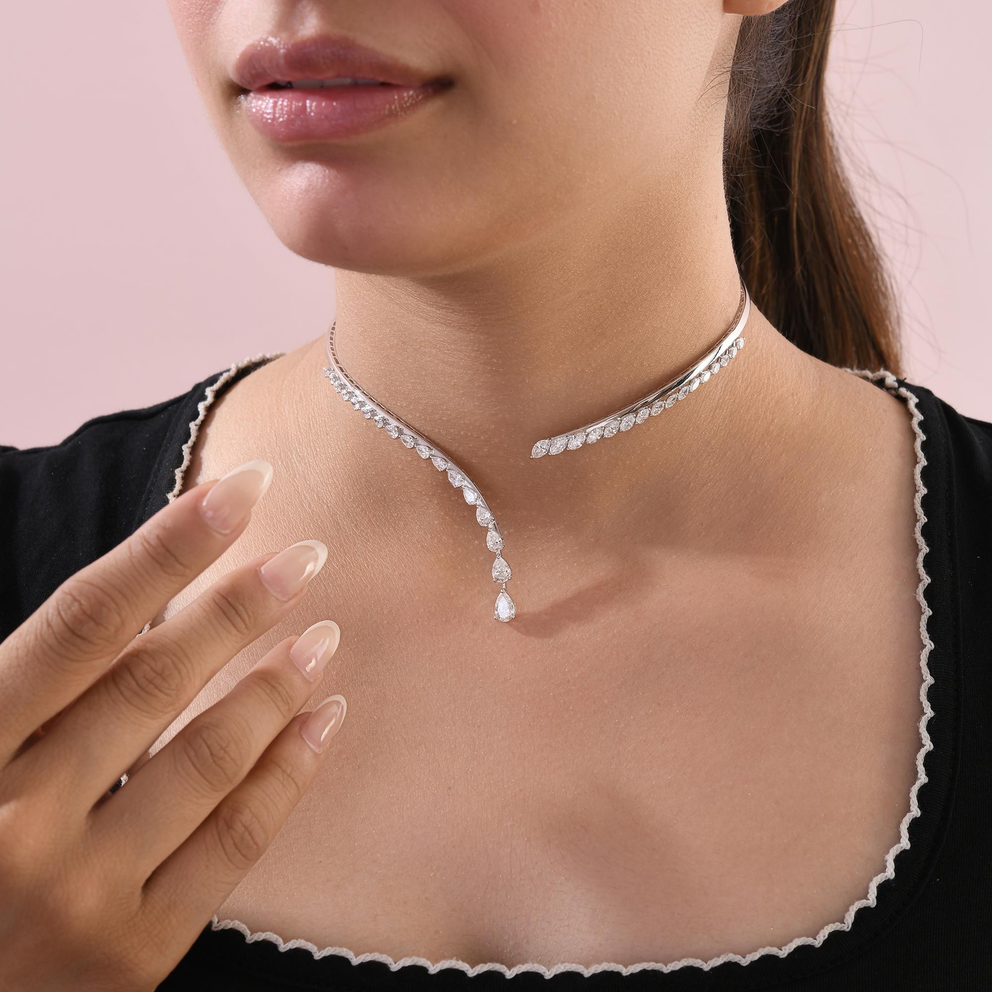 Collier ras du cou en or blanc 18 carats avec poire et marquise en diamants certifiés Pour femmes en vente