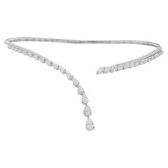 Pear and Marquise Certified Diamond Cuff Collar Choker Necklace 18K White Gold