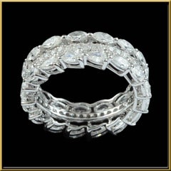 Pear and Marquise Cut Diamond Double Band Eternity Ring in 18 Karat Gold