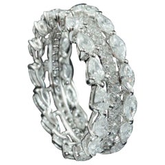 Pear and Marquise Cut Diamond Double Band Eternity Ring in 18 Karat Gold