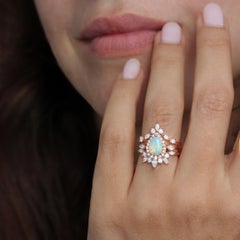 Pear and Marquise Diamond Curved Unique Wedding Nesting Ring - Ray