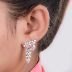 Pear and Marquise SI/H Diamond Jacket Earrings 14k White Gold Fine Jewelry