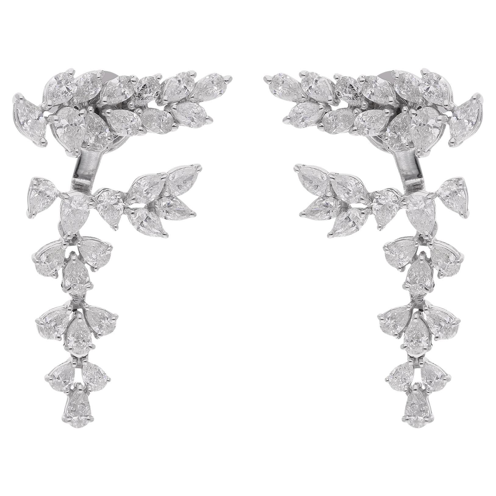 Pear and Marquise SI/H Diamond Jacket Earrings 14k White Gold Fine Jewelry