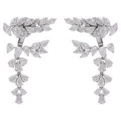 Pear and Marquise SI/H Diamond Jacket Earrings 14k White Gold Fine Jewelry