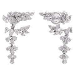 Pear and Marquise SI/H Diamond Jacket Earrings 18k White Gold Fine Jewelry