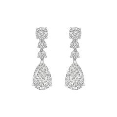 Pear and Round-Cut Diamond Drop Earrings