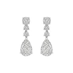 Pear and Round-Cut Diamond Drop Earrings Pear and Round-Cut Diamond Drop Earrings