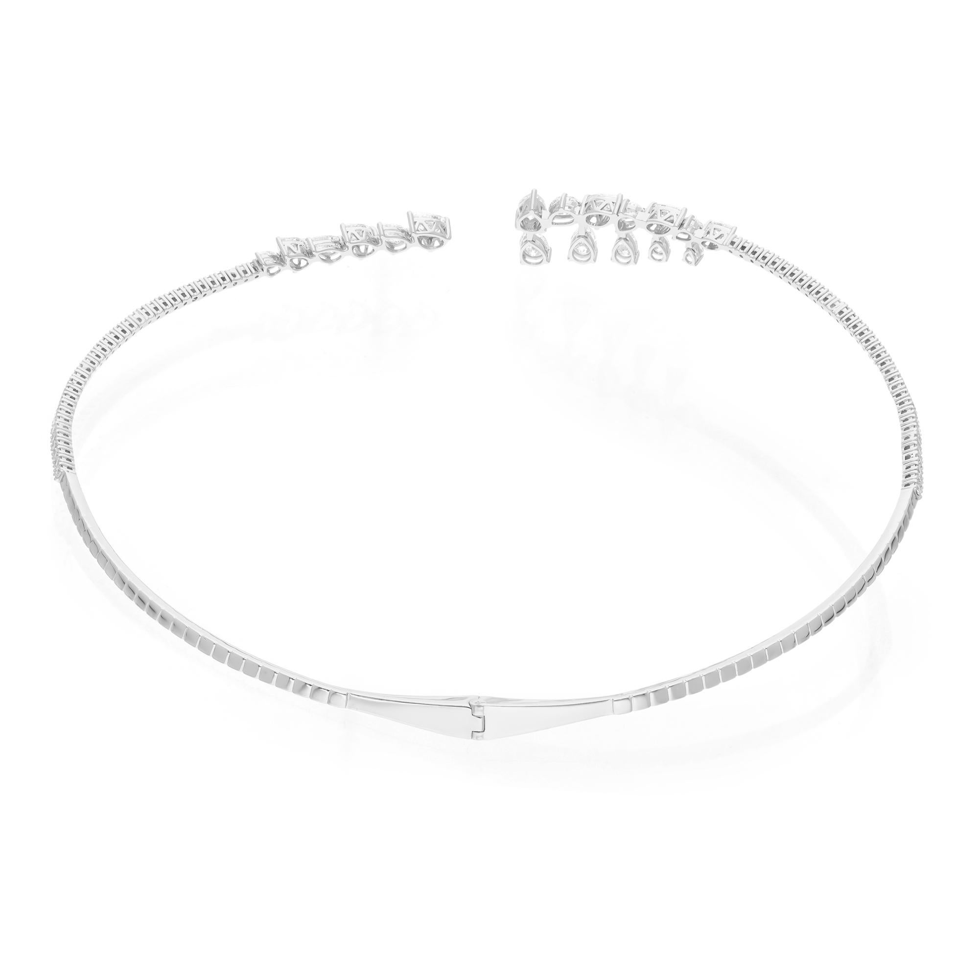 Collar gargantilla de boda con diamantes SI/H talla pera y redonda Joyas de oro blanco de 14k en Nuevo estado para la venta en Diera, Dubai