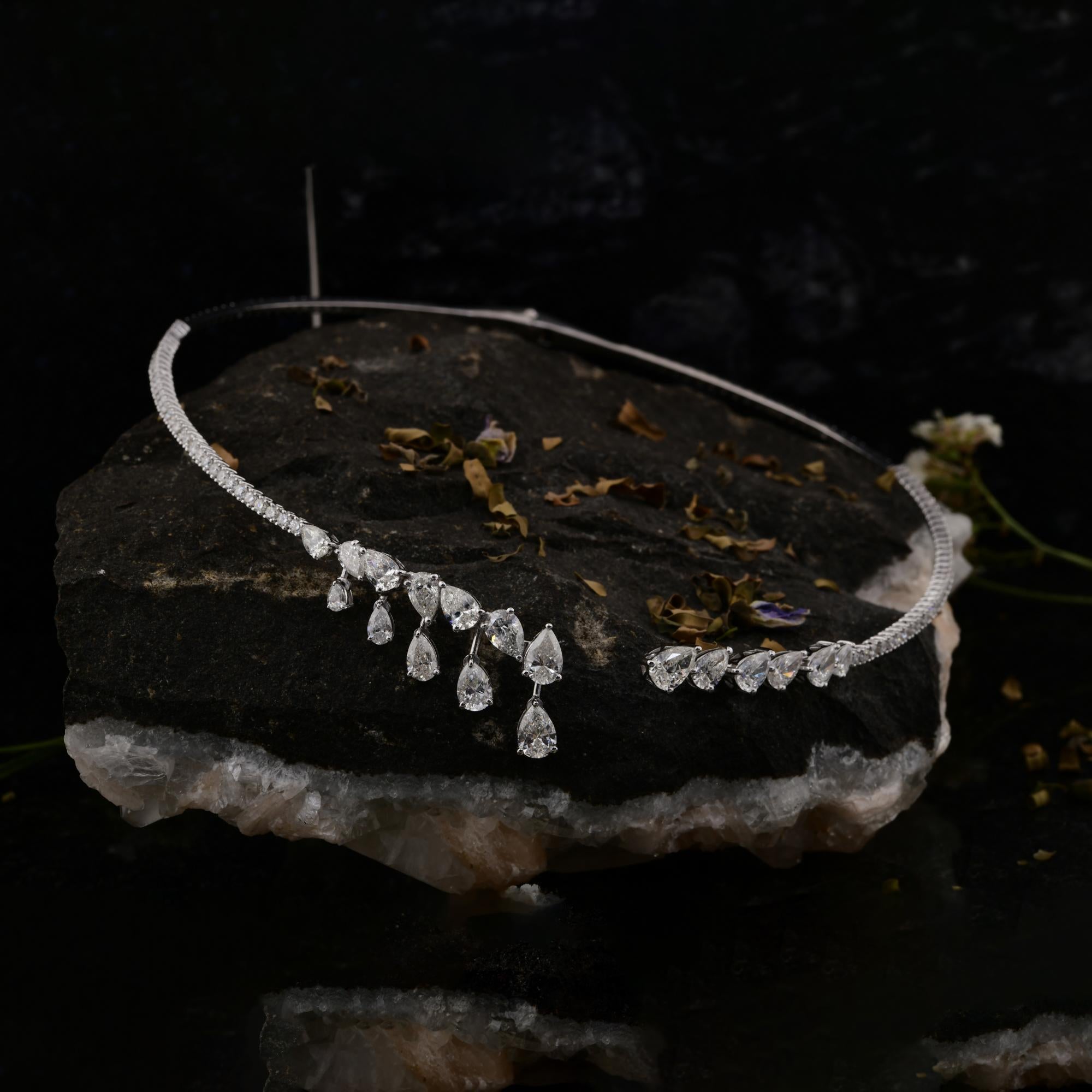 De las mujeres Collar gargantilla de boda con diamantes SI/H talla pera y redonda Joyas de oro blanco de 14k en venta