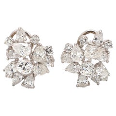Pear and Round Diamond Cluster Earrings