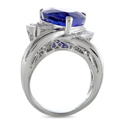 Pear and Tapered Baguette Diamonds and Trillion Tanzanite Platinum Ring