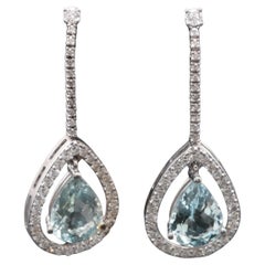 Pear Aquamarine Gold Earrings for women, Cute earrings for her