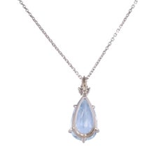 Pear Aquamarine White Gold Pendant Necklace