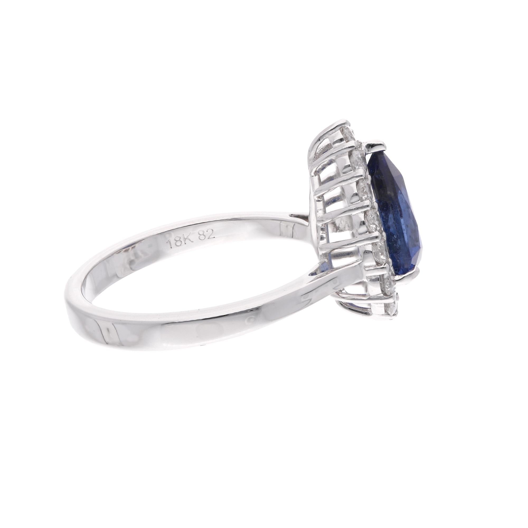 Item Code :- SER-22449
Gross Wt. :- 4.62 gm
18k White Gold Wt. :- 3.94 gm
Natural Diamond Wt. :- 0.56 Ct. ( AVERAGE DIAMOND CLARITY SI1-SI2 & COLOR H-I )
Blue Sapphire Wt. :- 2.85 Ct.
Ring Size :- 7 US & All size available

✦