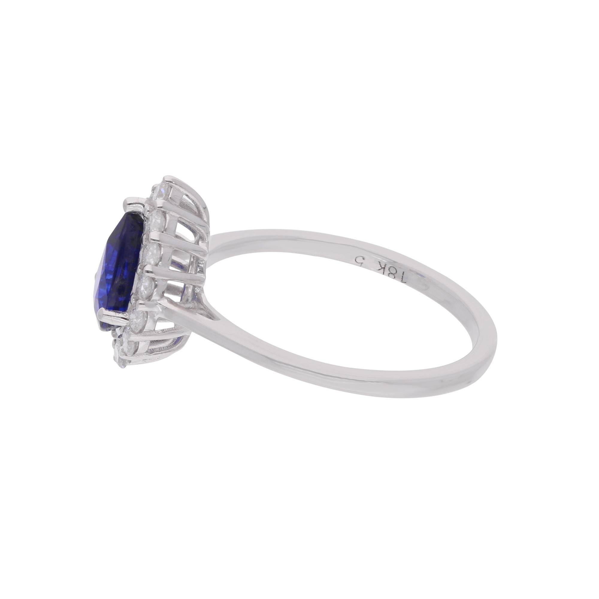 Cast from 14-karat gold, these exquisite ring is handset with 1.21 carats blue sapphire and 0.37 carats of sparkling diamonds.

The ring is a size 7 US and may be resized to larger or smaller upon request. FOLLOW SPECTRUM JEWELS storefront to view
