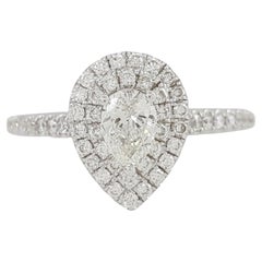 Pear Brilliant Cut Diamond Double Halo Engagement Ring