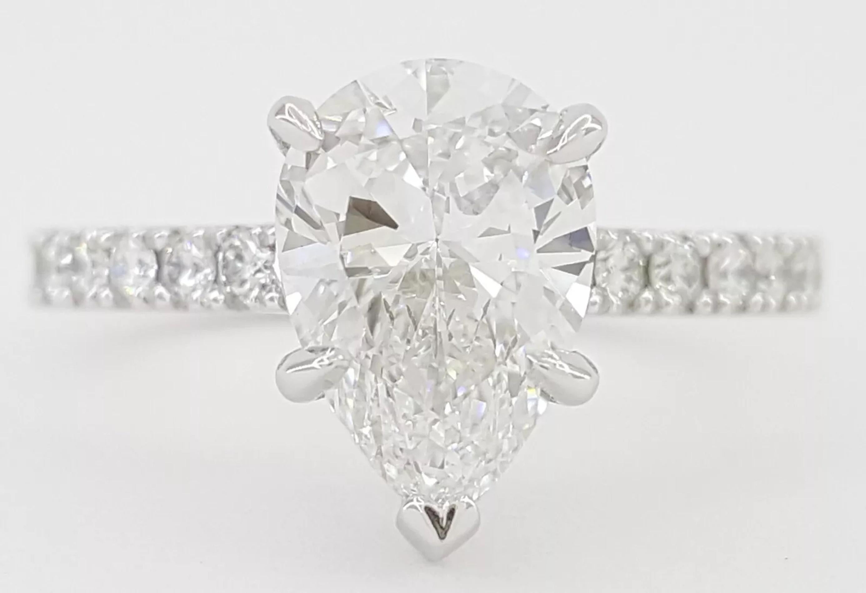 Pear Brilliant Cut Diamond Hidden Halo Engagement Ring In New Condition For Sale In Chicago, IL