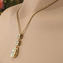 Pear Brilliant Diamond with Floret Pendant Necklace in 18k Yellow Gold
