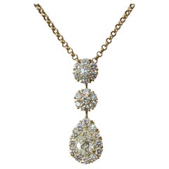 Pear Brilliant Diamond with Floret Pendant Necklace in 18k Yellow Gold