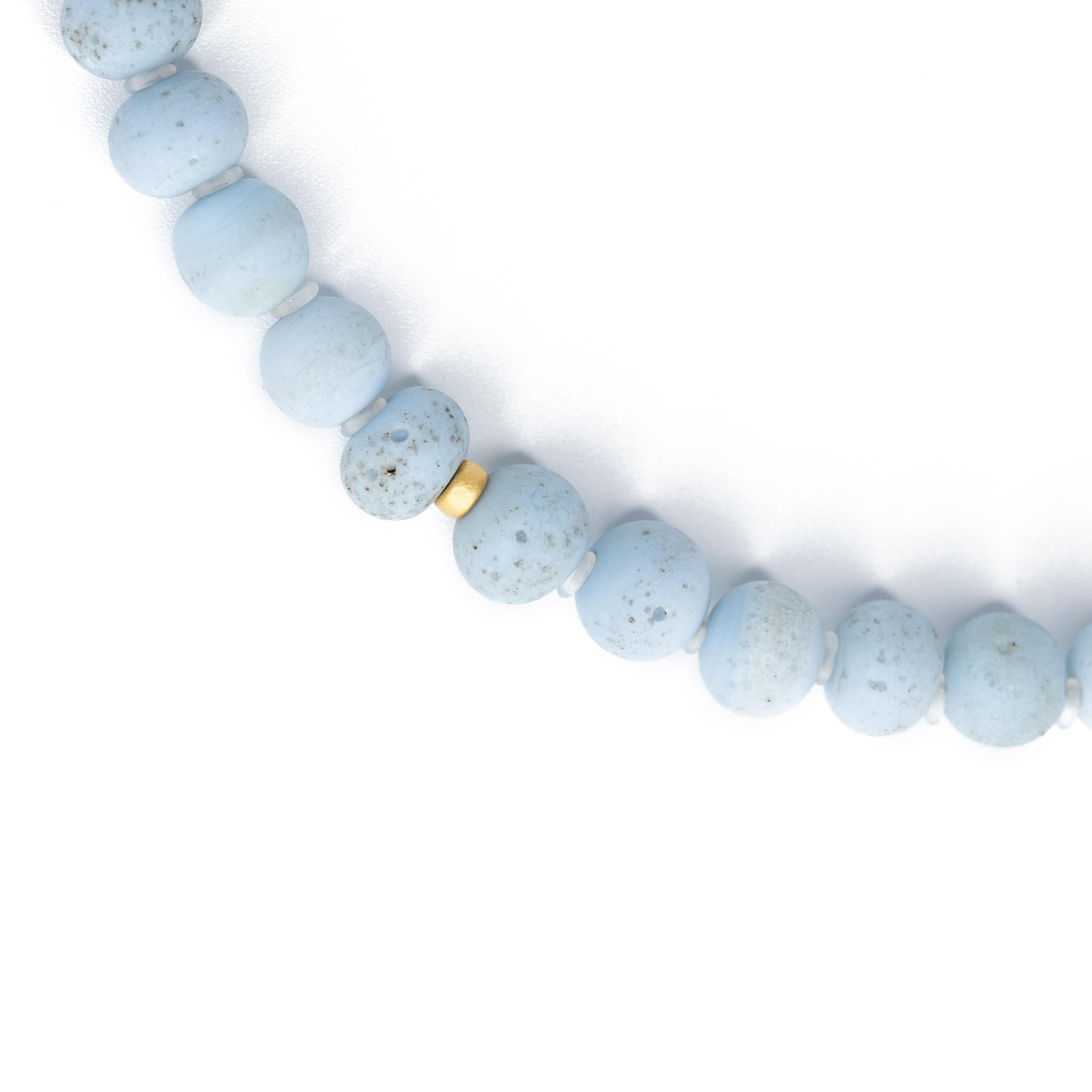 Artisan Pearl Chalcedony Gold Necklace - The Seaside Necklace by Bombyx House For Sale