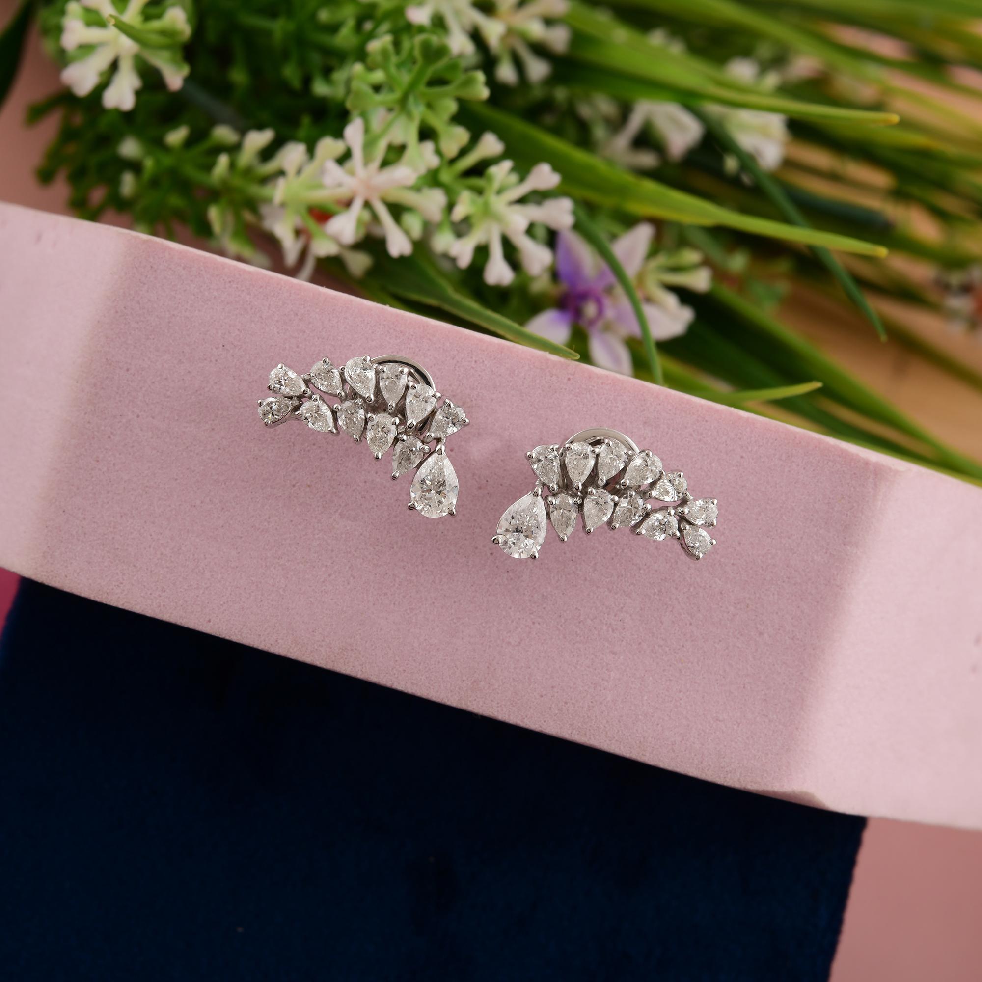 Birnen-Cluster 1,71 Karat SI/HI Diamant-Ohrstecker-Ohrringe 18 Karat Weißgold im Angebot 1