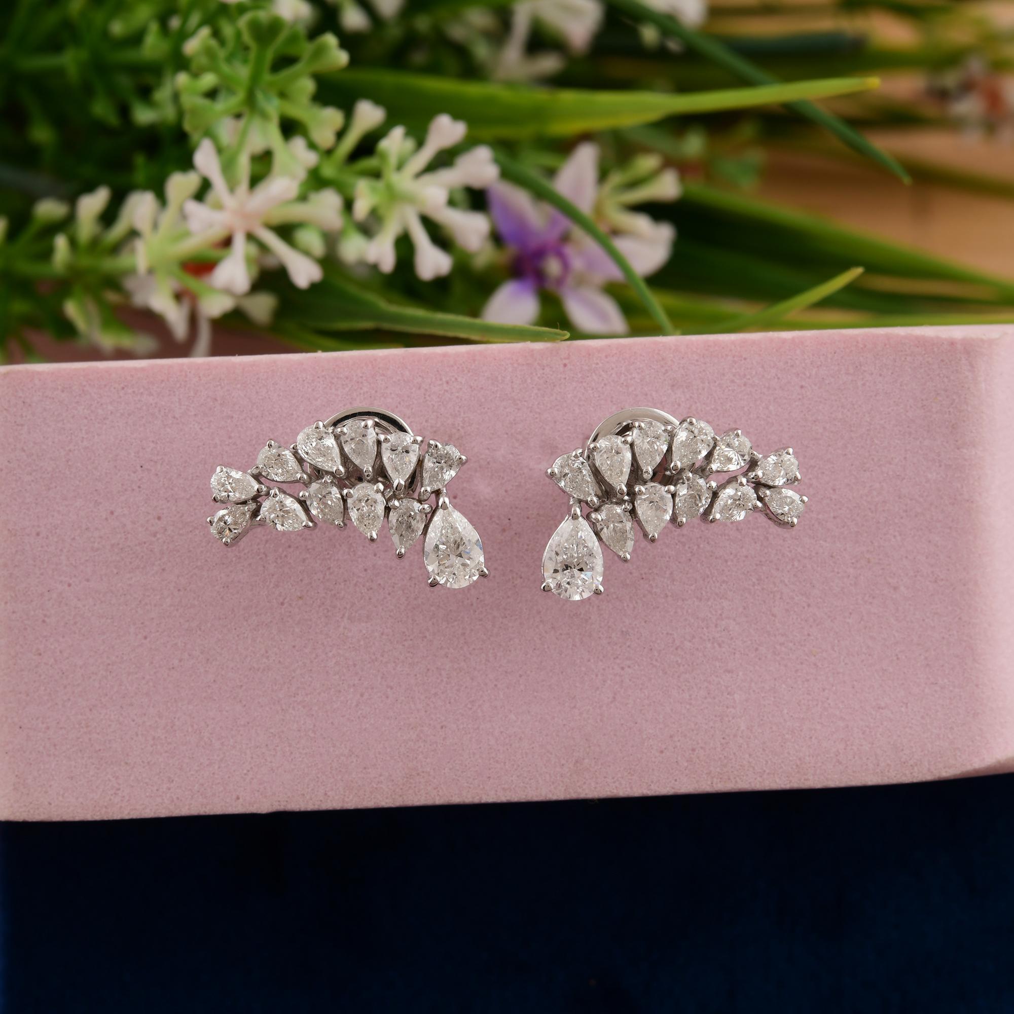 Birnen-Cluster 1,71 Karat SI/HI Diamant-Ohrstecker-Ohrringe 18 Karat Weißgold im Angebot 2